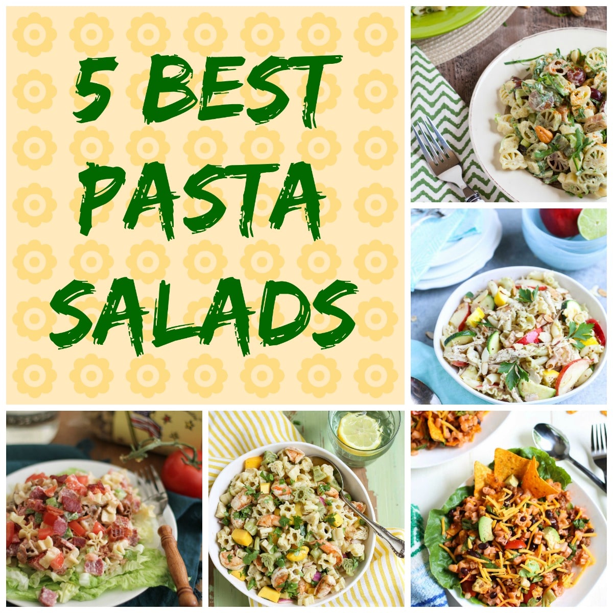 Collage of 5 Best Pasta Salads from World of Pastabilities