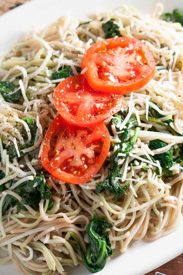 Angel Hair Pasta with Garlic and Spinach | WorldofPastabilities.com