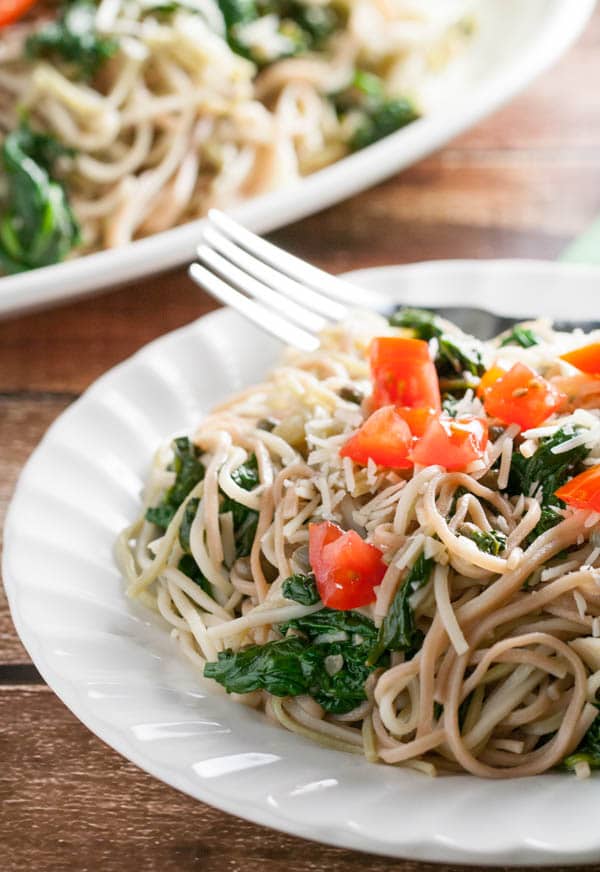 Angel Hair Pasta with Garlic and Spinach | WorldofPastabilities.com