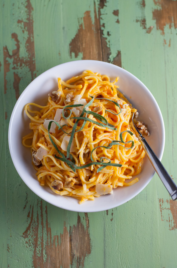 Butternut Squash Pasta Sauce over Gluten Free Tagliolini | WorldofPastabilities.com