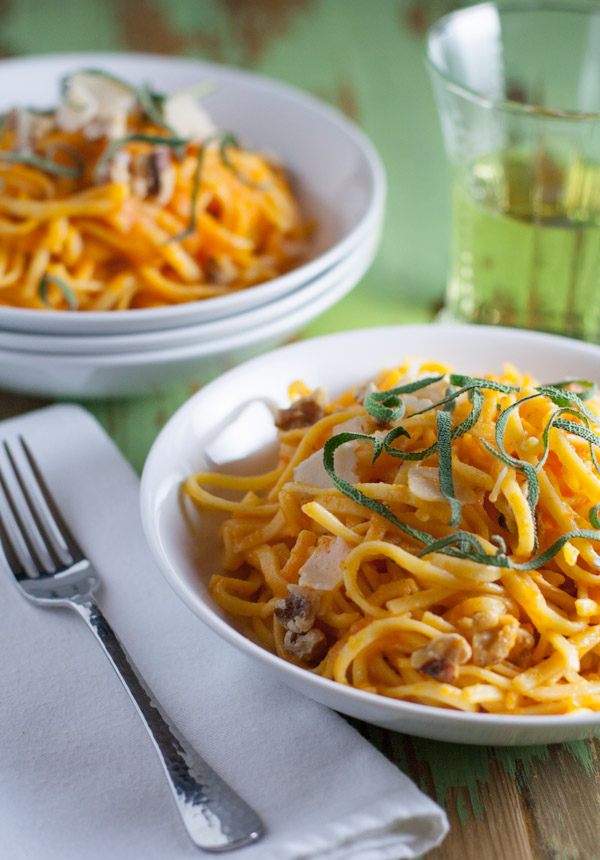 Butternut Squash Pasta Sauce over Gluten Free Tagliolini | WorldofPastabilities.com