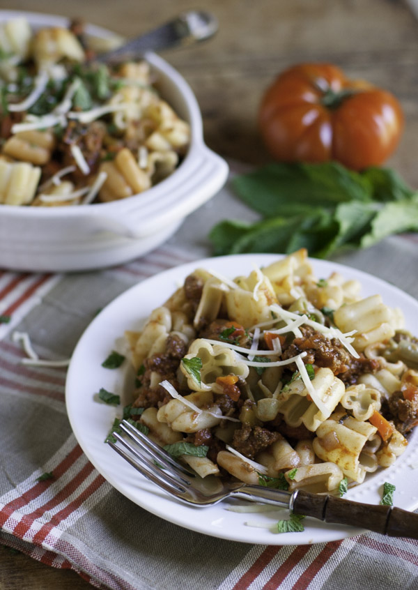 Healthy Beef Ragu with Mint | WorldofPastabilities.com