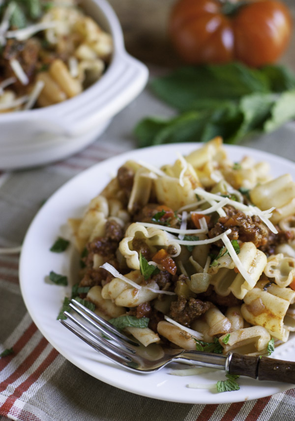 Healthy Beef Ragu with Mint | WorldofPastabilities.com