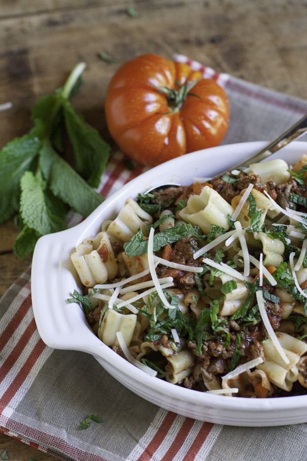 Healthy Beef Ragu with Mint | WorldofPastabilities.com