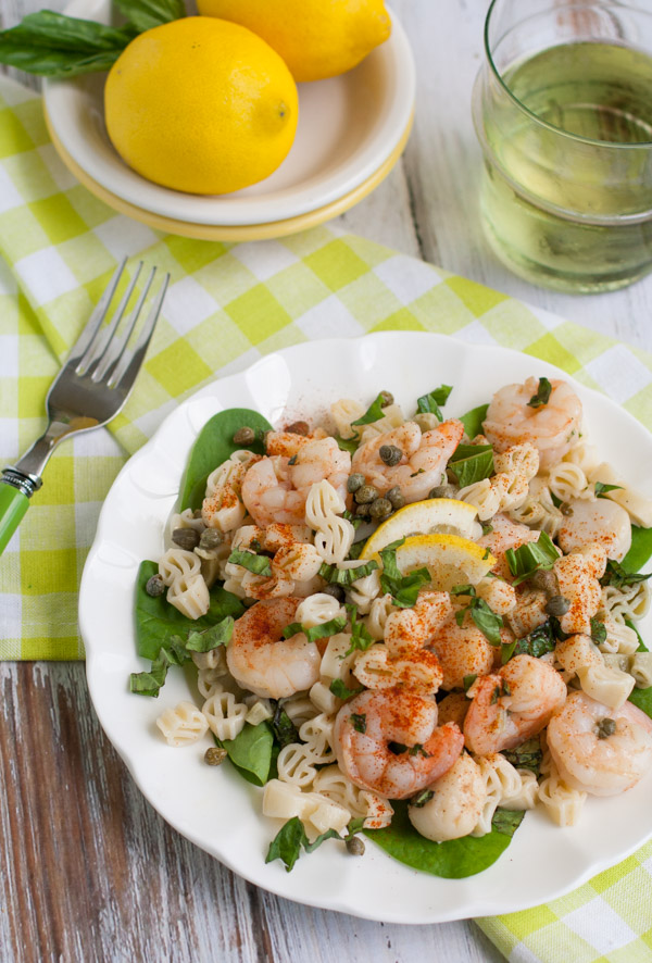 Lemony Shrimp and Scallop Pasta with Basil | WorldofPastabilities.com