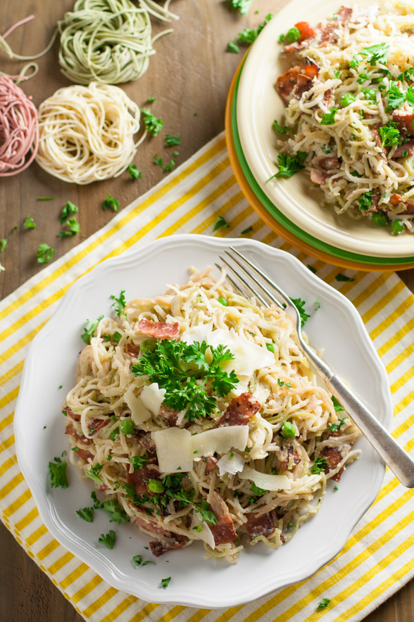 Light Angel Hair Carbonara | WorldofPastabilities.com