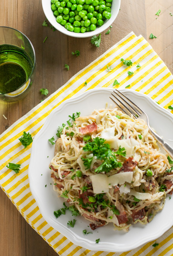 Light Angel Hair Carbonara | WorldofPastabilities.com