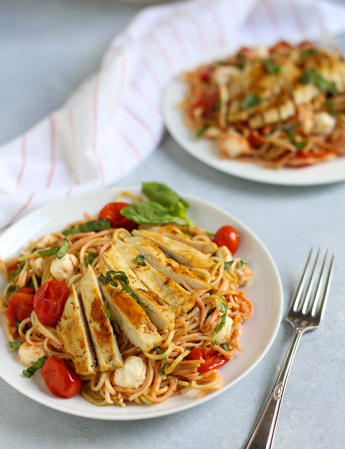 Margherita Pasta with Chicken | Take your favorite pizza and make a wonderful pasta dish! Simple, fresh, and delicious! Add chicken to take it up a notch...yum! | Pastashoppe.com