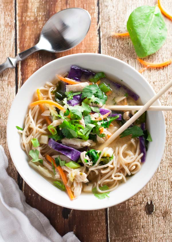 Miso Broth Bowl with Whole Wheat Noodles | WorldofPastabilities.com