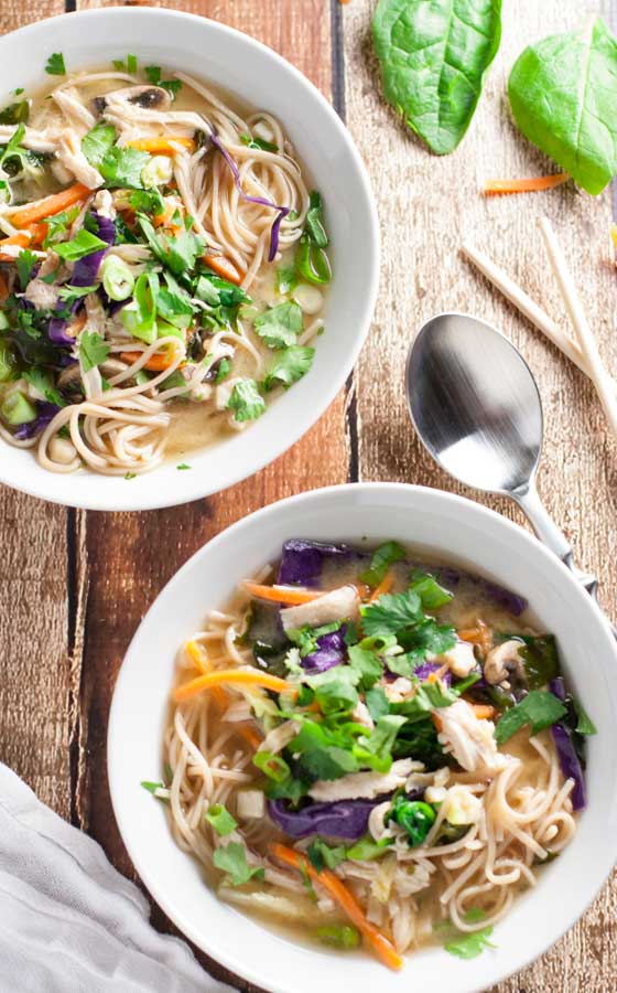 Miso Broth Bowl with Whole Wheat Noodles | WorldofPastabilities.com