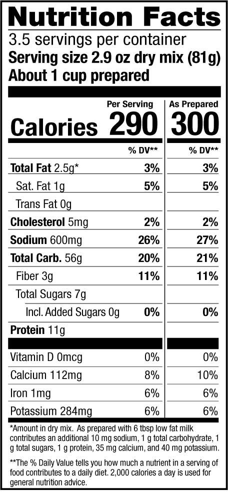Organic Kids Mac and Cheese Nutrition Facts