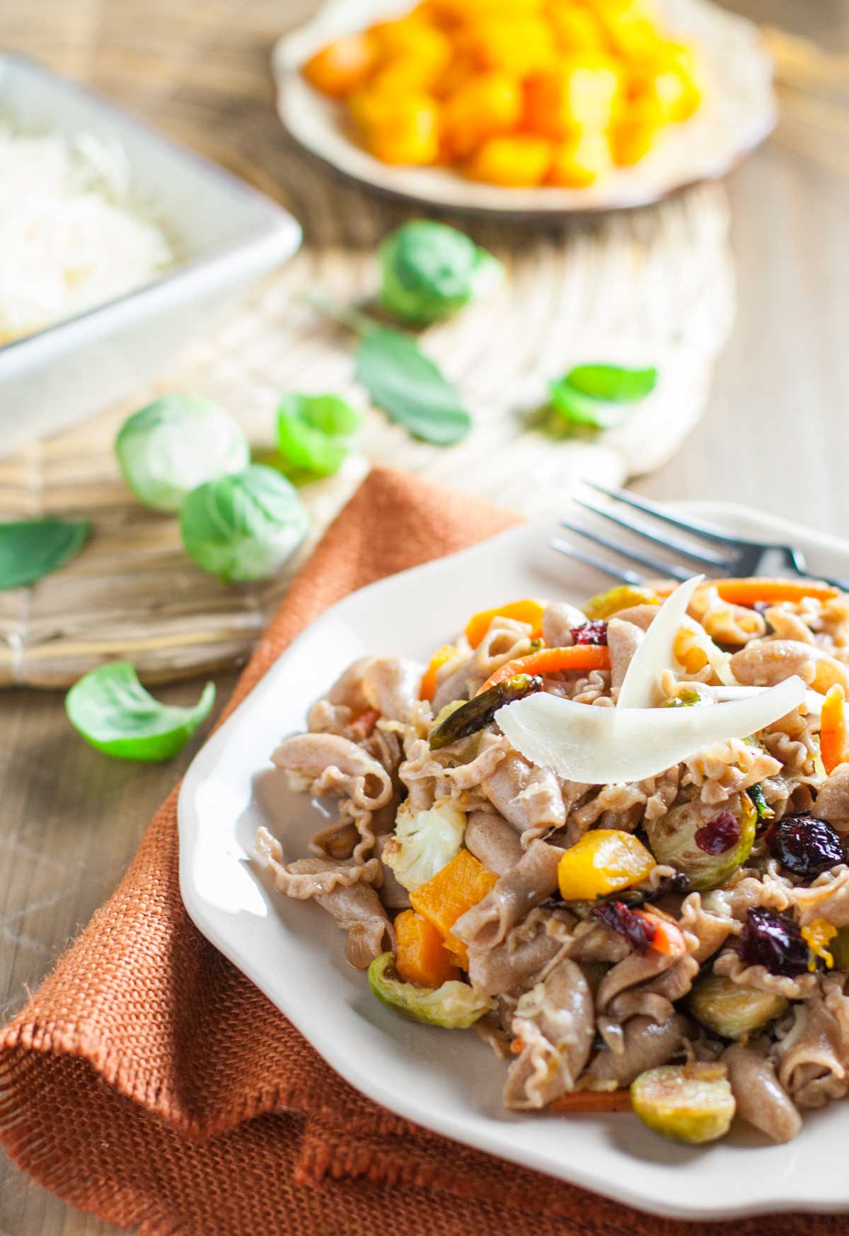 Roasted Vegetables with Sprouted Grains Pasta | WorldofPastabilities.com |Roasted Vegetables taste so delicous with our Lemon Brown Butter Sauce and Sprouted Grains Pasta!