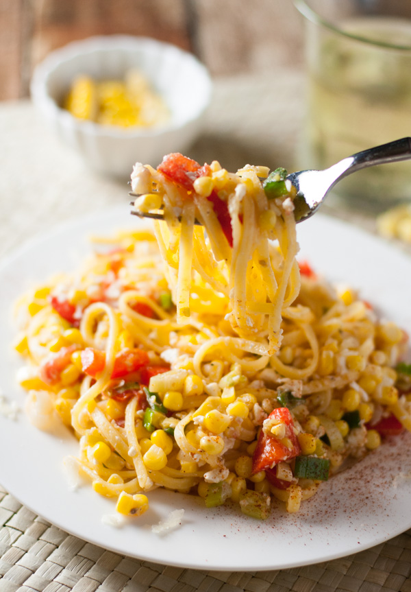 Summer Corn and Tomato Pasta | WorldofPastabilities.com