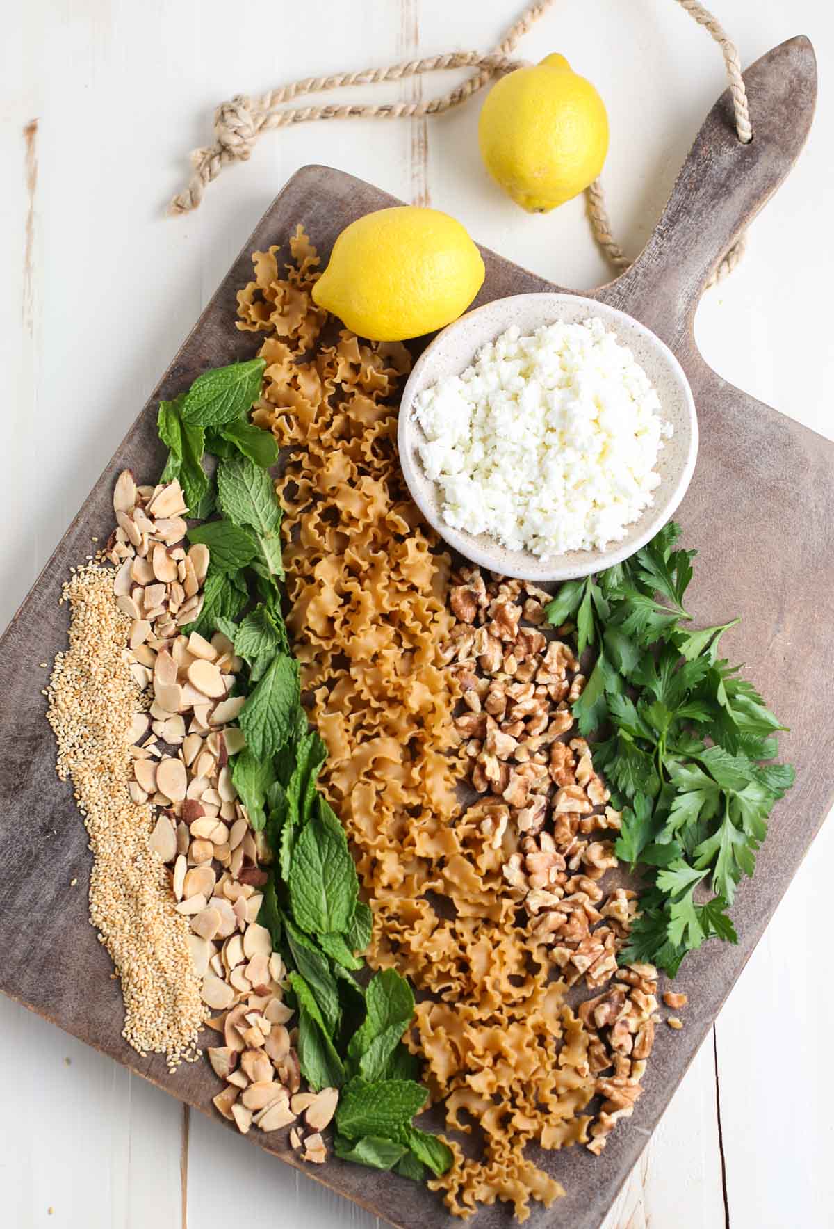 Beautiful display of recipe ingredients on a cutting board