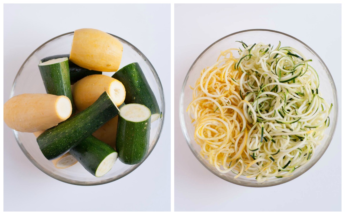 Zucchini Noodles with White Wine Sauce | WorldofPastabilities.com | Healthy and delicious zucchini and squash noodles make any meal colorful! as a main course or side dish - you will be amazed how a shape can transform a veggie! Even the kids raved!